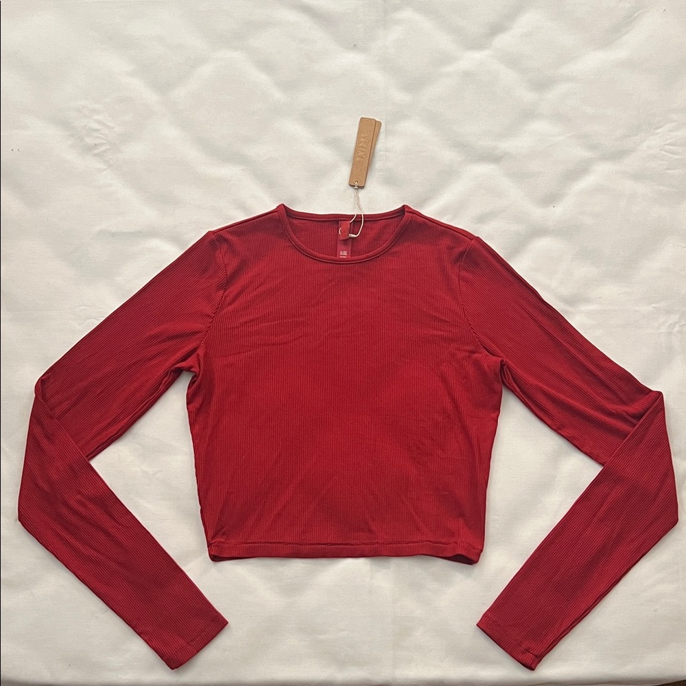 SKIMS Red Long Sleeve Tee